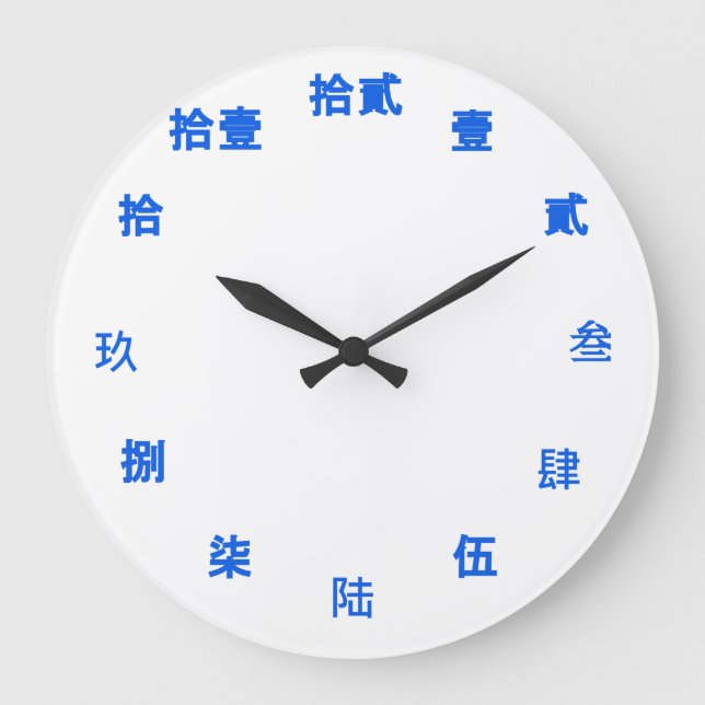 Chinese Numeral Character (Blue font) Large Clock (Front)
