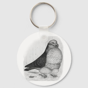 Chinese Owl Ink Drawing Keychain