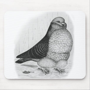 Chinese Owl Pigeon Ink Drawing Mouse Pad