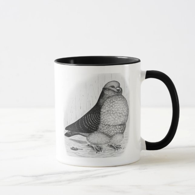 Chinese Owl Pigeon Ink Drawing Mug (Right)