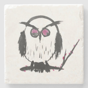 Chinese Owl Stone Coaster