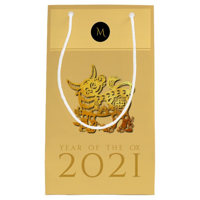 Chinese Ox Year 2021 Elegant Monogram SGB Small Gift Bag (Front)