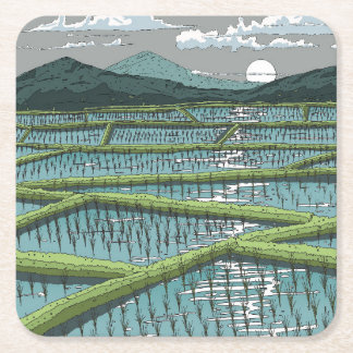 Chinese Paddy Field Square Paper Coaster