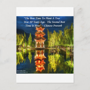 Chinese Pagoda And Nature Proverb Postcard