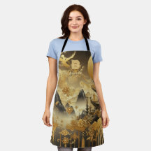 Chinese Painting Faux Golden Dripping Monogrammed 