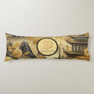 Chinese Painting Faux Golden Dripping Monogrammed  Body Pillow