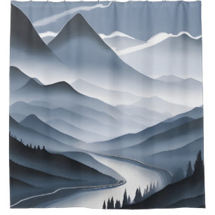 Chinese Painting Misty Landscape With River