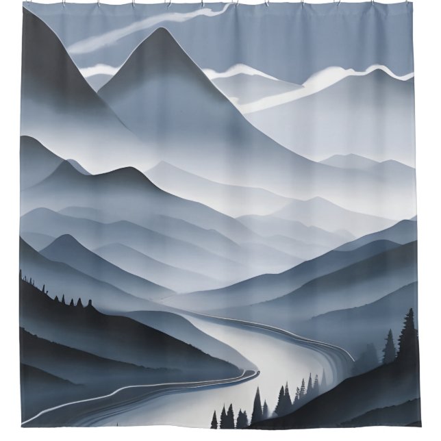 Chinese Painting Misty Landscape With River (Front)