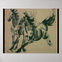 Chinese painting of 2 horses