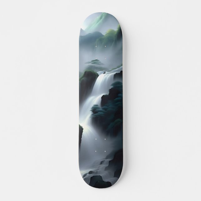 Chinese Painting Of A Waterfall Skateboard (Front)