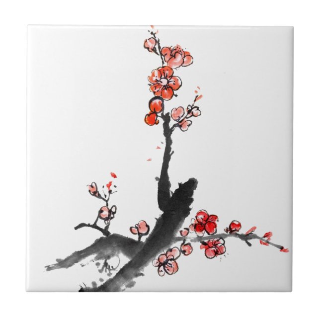 Chinese painting of flowers, plum blossom tile (Front)