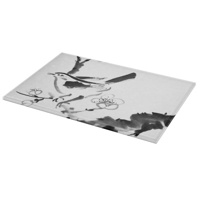 Chinese painting , plum blossom and bird cutting board (Corner)