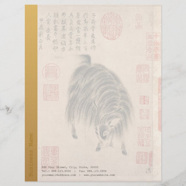 Chinese Painting Ram Goat Lunar Year Zodiac LH2 Letterhead (Front)
