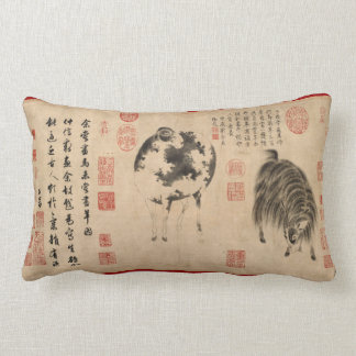 Chinese Painting Ram Goat Lunar Year Zodiac Pillow