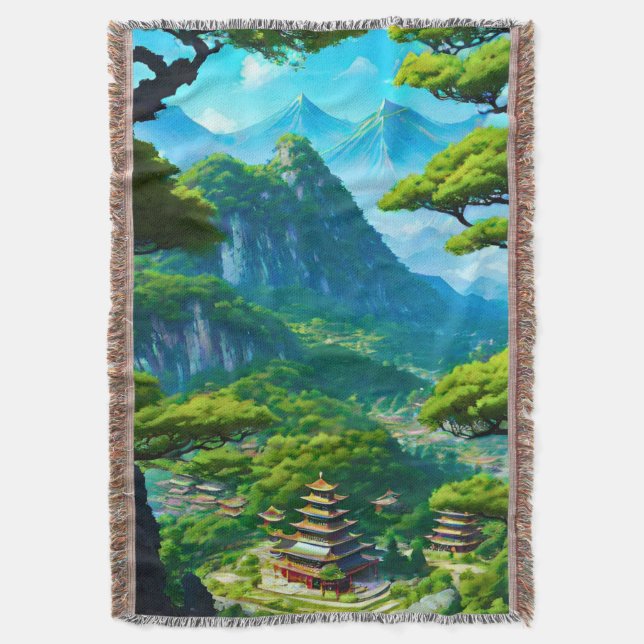 Chinese Palace Valley  Throw Blanket (Front Vertical)