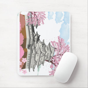 "Chinese Palace with Sakura Trees – Elegant Orient Mouse Pad