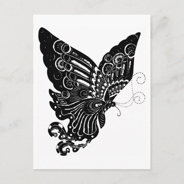 Chinese Paper-Cut Butterfly Design - Postcard (Front)