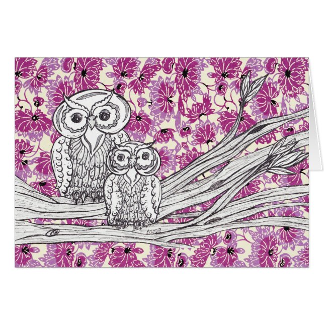 Chinese Paper Owls 7 Card (Front Horizontal)