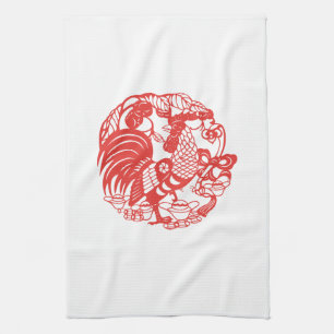 Chinese Papercut Rooster Year 2017 Towel7 Kitchen Towel