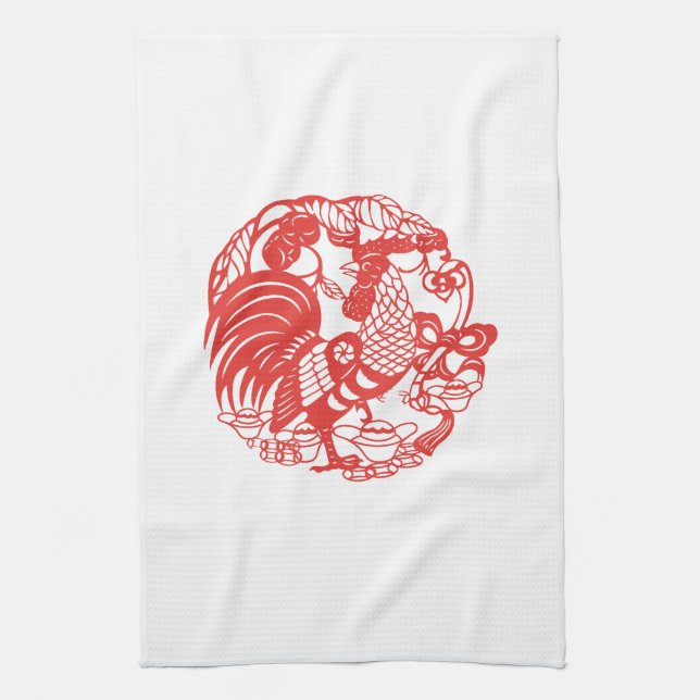 Chinese Papercut Rooster Year 2017 Towel7 Kitchen Towel (Vertical)