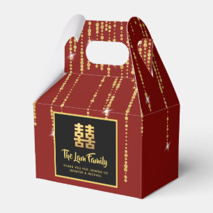 Chinese Party Personalized  中式婚礼礼盒喜欢个性化的红金现代优雅 Favor Box