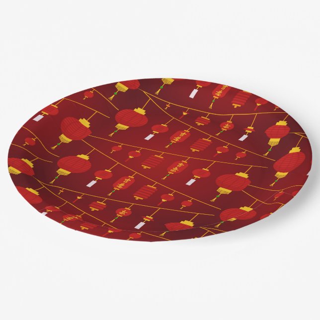 Chinese pattern paper plate (Angled)