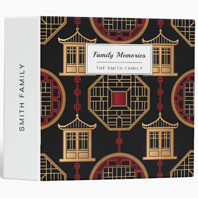 Chinese Pavilion Lattice Pattern Binder (Front/Spine)