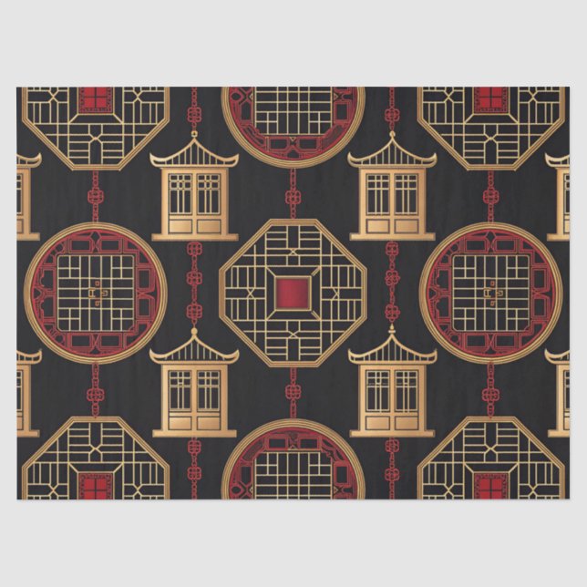Chinese Pavilion Lattice Pattern Tissue Paper (Front)