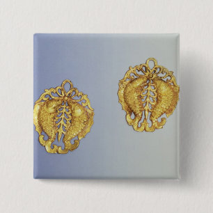 Chinese pendants, 17 carat gold plated 2 inch square button