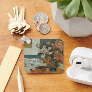 Chinese Peonies and Mandolin by Paul Gauguin Keychain