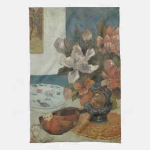 Chinese Peonies and Mandolin by Paul Gauguin Kitchen Towel