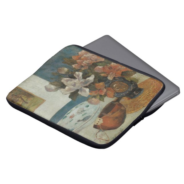 Chinese Peonies and Mandolin by Paul Gauguin Laptop Sleeve (Front Top)