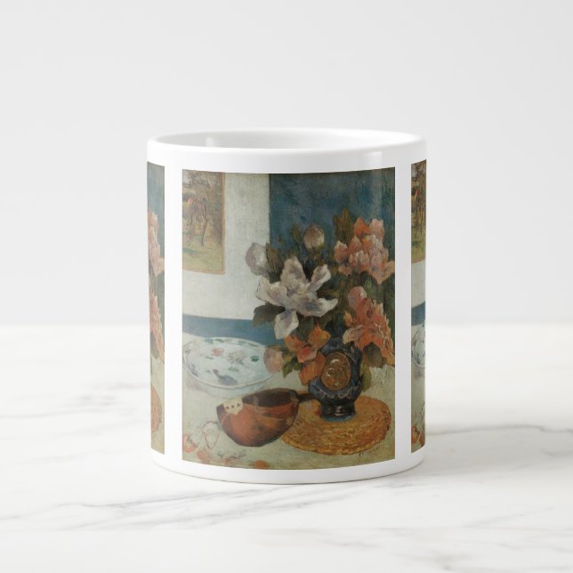 Chinese Peonies and Mandolin by Paul Gauguin Large Coffee Mug (Front)