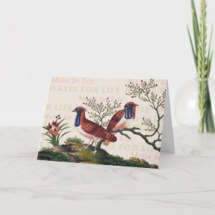 Chinese Pheasants Valentine's Day Card