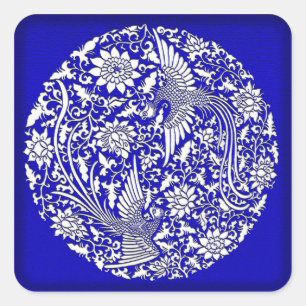 Chinese phoenix square sticker