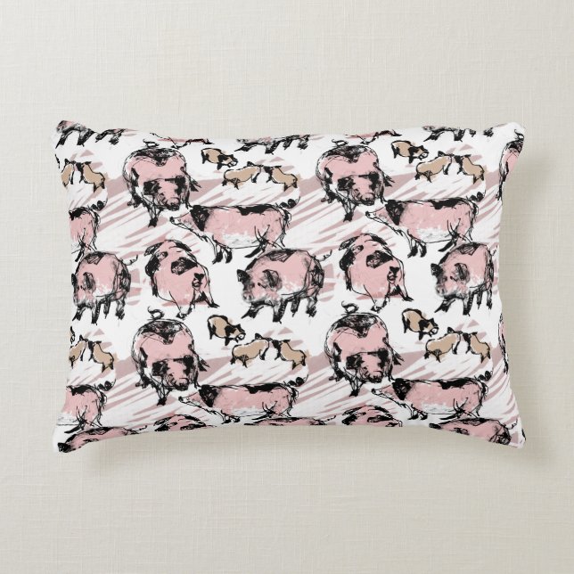 Chinese Pig Year 2019 Original drawing Accent P Accent Pillow (Front)