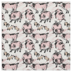 Chinese Pig Year 2019 Original drawing Choos Colou Fabric