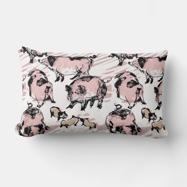Chinese Pig Year 2019 Original drawing Lumbar P Lumbar Pillow (Front)