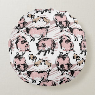 Chinese Pig Year 2019 Original drawing Round P Round Pillow