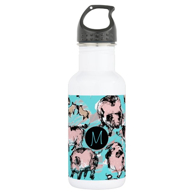 Chinese Pig Year 2019 Original Monogram Blue Water 532 Ml Water Bottle (Front)