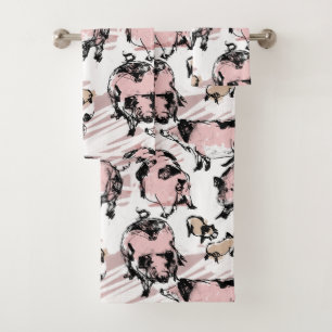 Chinese Pig Year Birthday Original drawing BTS2 Bath Towel Set