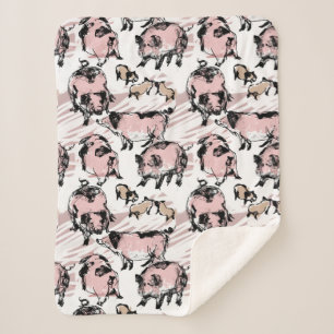 Chinese Pig Year Original drawing Birthday SB Sherpa Blanket