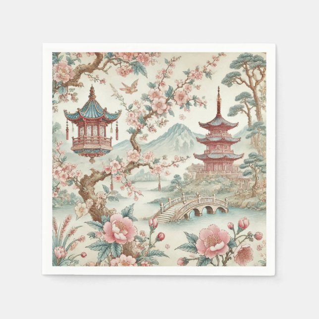 Chinese Pink Tile  Napkin (Front)