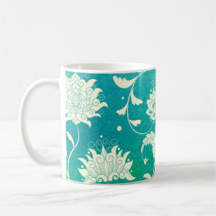Chinese Porcelain Floral Watercolor Coffee Mug