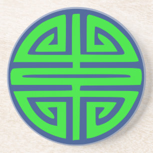 Chinese prosperity symbol green coaster