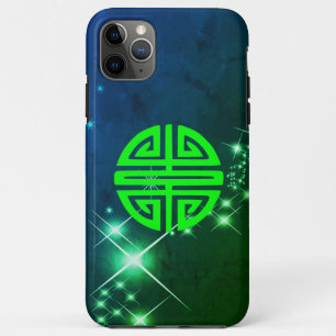 Chinese prosperity symbol green sparkles iPhone 11 pro max case