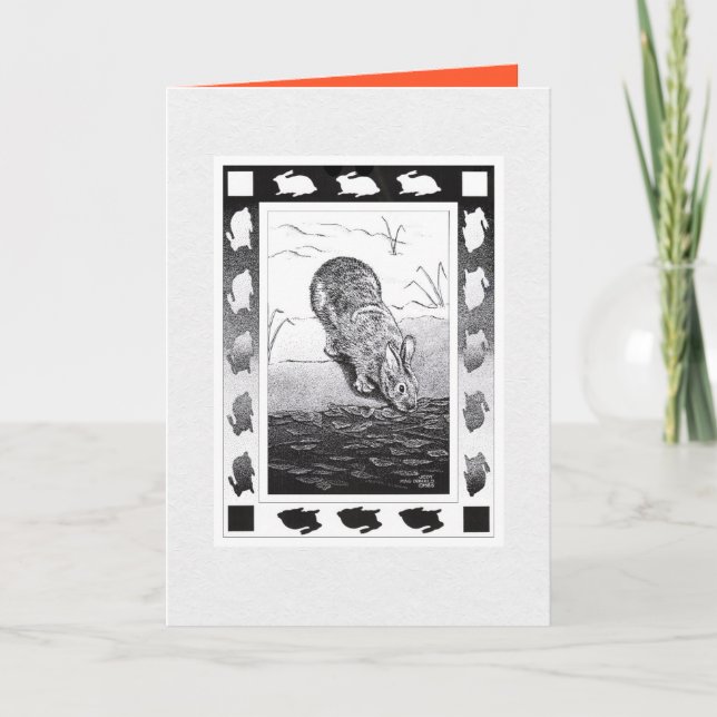 Chinese Rabbit New Year English Folded Greeting Card (Front)