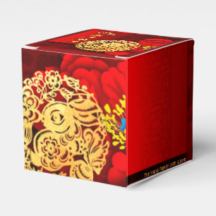 Chinese Rabbit paper-cut Peonies New Year 2023 FB Favor Box