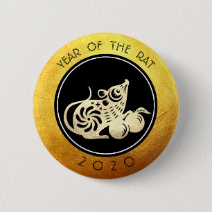 Chinese Rat New Year 2020 Paper-cut 2 RB 2 Inch Round Button