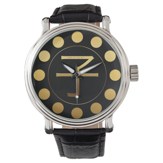 Chinese Rat Year Gold Ideogram Zodiac Birthday BMW Watch (Front)